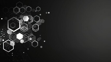 Futuristic Hexagonal Abstract Background &ndash; Black and White Tech Design