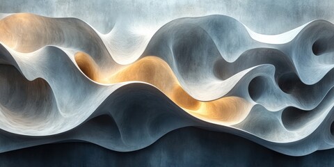 Obraz premium modern abstract geometric pattern with wavy shapes in gray and white seamless design