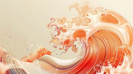 Abstract Wave Art &ndash; Japanese-Inspired Swirling Ocean Illustration