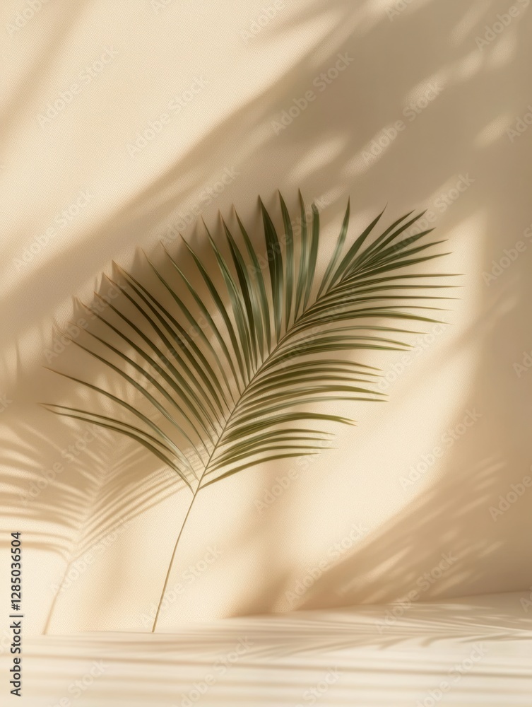 Poster Palm Leaf Shadow Abstract Background Soft Light Minimalist Design Cream Beige