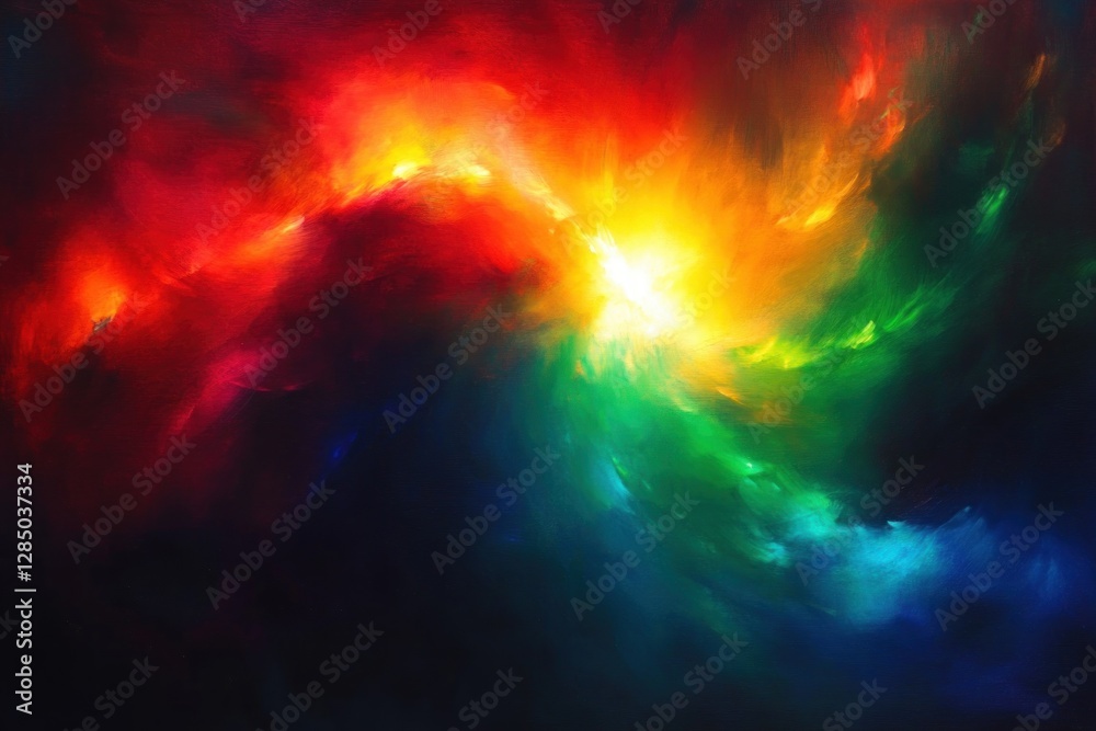 Fototapete abstract colorful light refractions and dispersion with impressionist style soft brush strokes