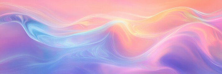 Fototapeta premium Holographic Abstract Background in Pastel Colors with Iridescent Waves and Soft Gradients