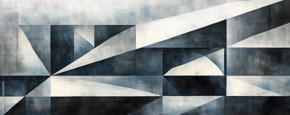 Aufkleber geometric abstract artwork black white pattern with soft light and textures in minimalist style
