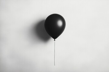 Minimalist Black Balloon in Solitude against White Background Evoking Contemplation and Freedom