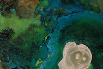 Liquid art with Ink, Paint, Mica Powder, Milk and Oils