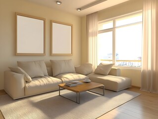 Fototapeta premium modern living room design, elegant minimalistic interior designs, home architecture ideas, renovation ideas,luxury modern house interior design for real estate housing project,Frame mockup