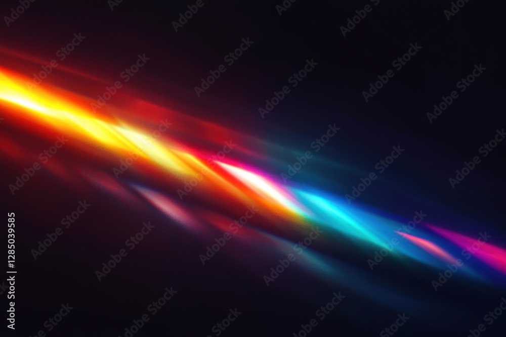 Aufkleber Colorful Rainbow Light Rays Abstract Art with Dark Background High Contrast Gradients Dynamic Composition