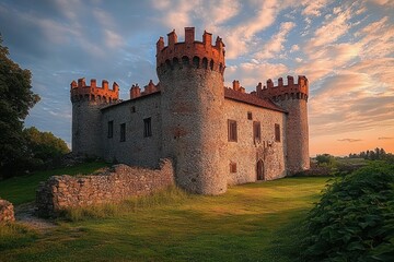 Breathtaking Medieval Castle in Ukraine Surrounded by Lush Greenery and Scenic Sky