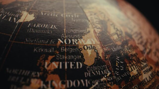 Norway on a map of Europe, Scandinavia.