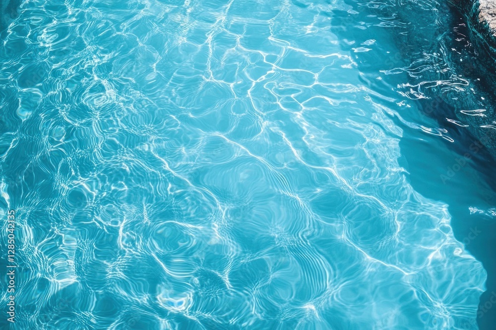 Aufkleber clear blue water surface texture with ripples and bubbles abstract nature background for skincare an
