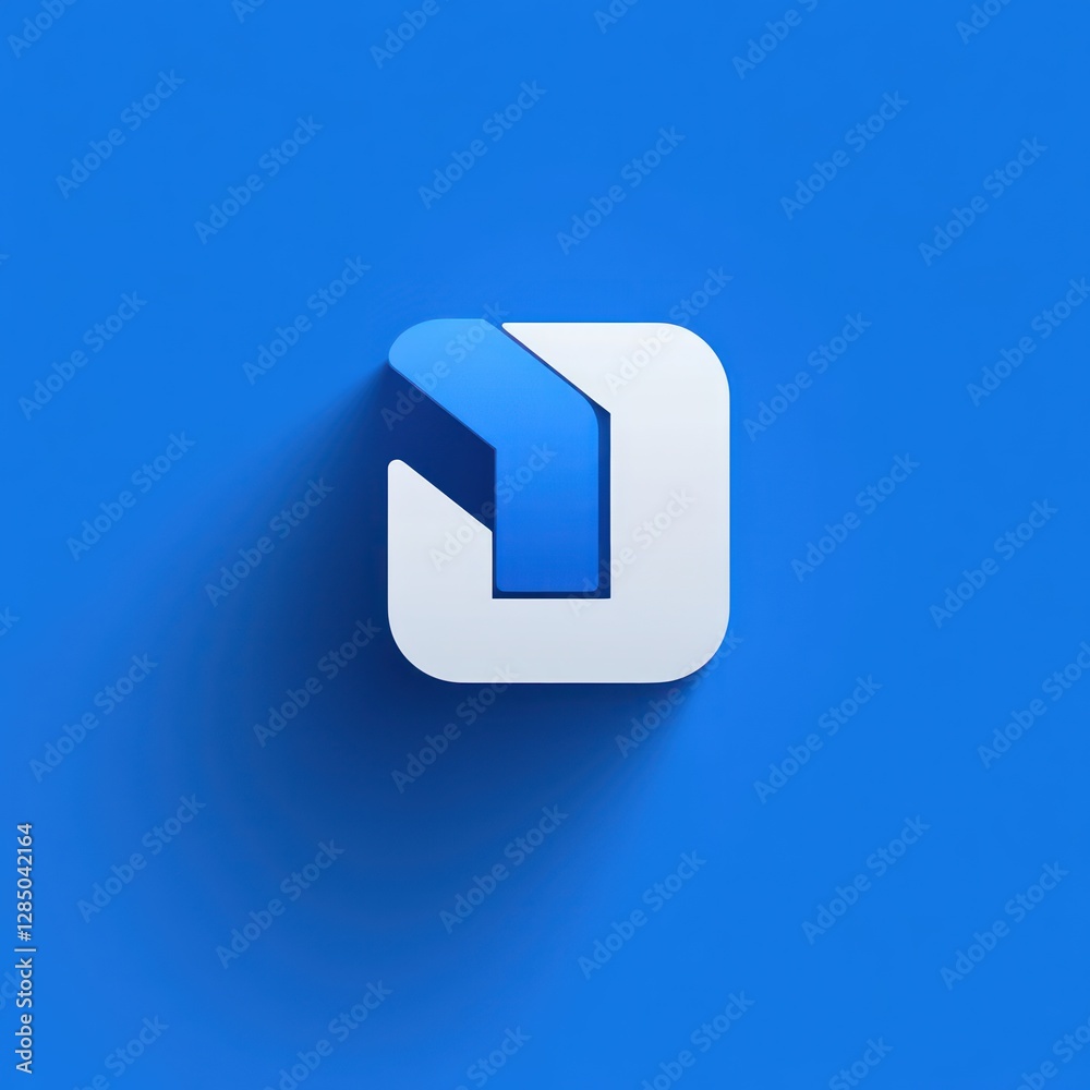 Poster minimalist floating word icon on bright blue background with soft shadows and high contrast lighting