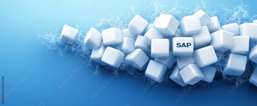 Aufkleber Minimalist Digital Design of White Square Buttons in Modern Vector Style with Blue Gradient Background