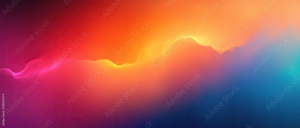 Poster Gradient Abstract Background Warm Orange Cool Blue Impressionist Soft Light Calming Atmosphere Fluid Colors