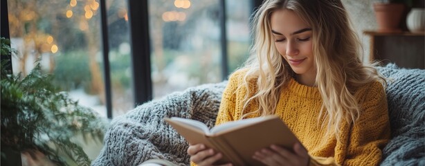 woman, cafe, reading, book, sunlight, window, relaxing, happy, warm, realistic, cinematic, young, sitting, daytime, peaceful, cozy, modern, aesthetic, urban, casual, natural, smile, thoughtful, inspir