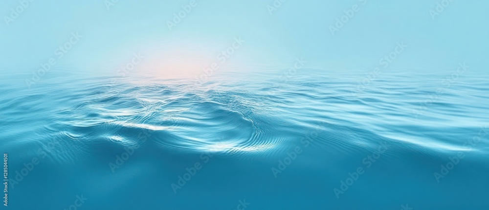 Aufkleber blue water surface texture with ripples and bubbles abstract background for summer spa skincare