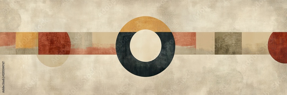 Aufkleber Serene Minimalistic Abstract Design with Vertical Stripes and Soft Circles