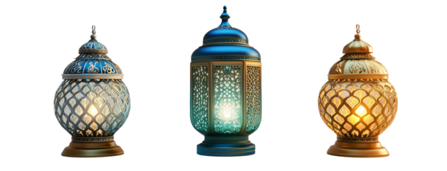 Elegant Islamic Lanterns Ramadan Festive Decor Glowing Lights Ornate Design