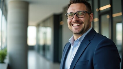 Fototapeta premium Cheerful broker presenting positive results to a coworker