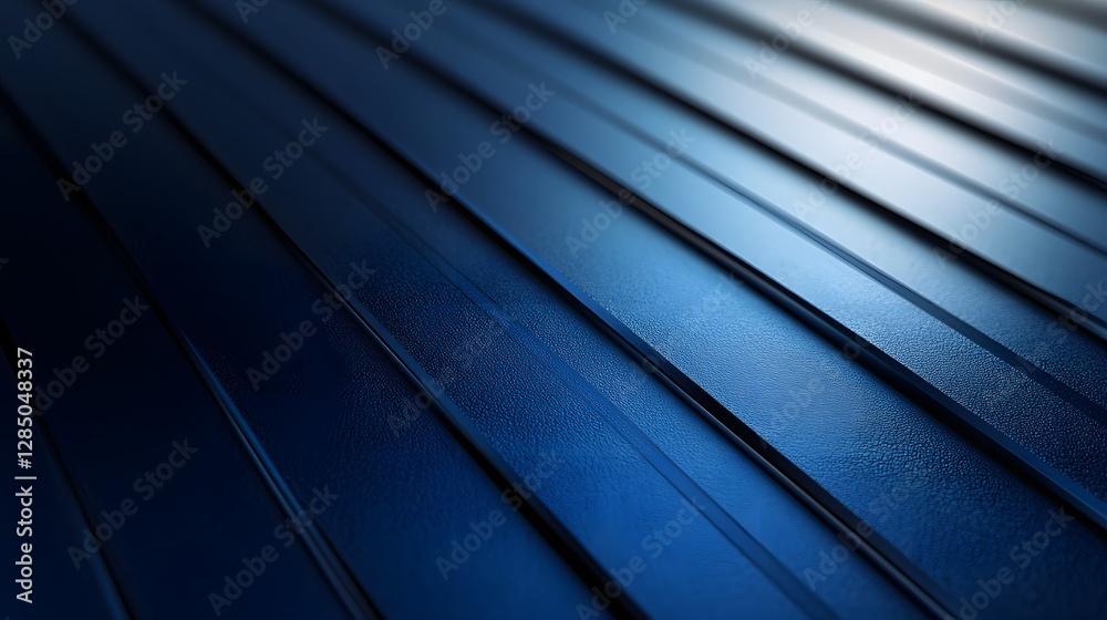 Poster abstract image showcasing a blue metal texture with diagonal lines and gradient shades. ideal for ba