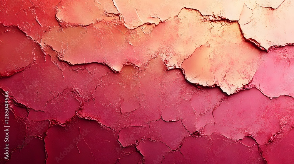 Poster close-up abstract image of crushed makeup showcasing a vibrant crimson and peach color gradient. per