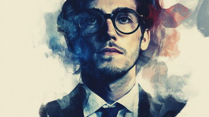 Fototapeta premium International Day of People with Glasses, a man with glasses