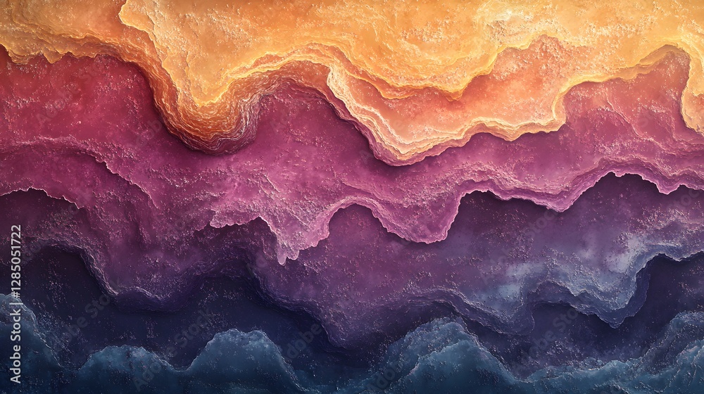 Poster a digital painting depicting abstract layers of color, creating a visually stunning landscape. abstr