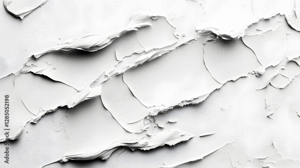 Aufkleber A close-up of an abstract white textured surface. The image showcases intricate brushstrokes and shadows creating a visually appealing backdrop. Abstract White Texture: A Study in Light and Shadow