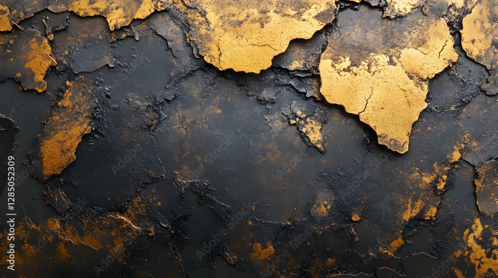 Poster abstract art featuring a textured blend of gold and black. ideal for backgrounds or design elements.