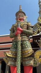 Thai Yaksha Guardian Statue at Grand Palace - Traditional Temple Protector