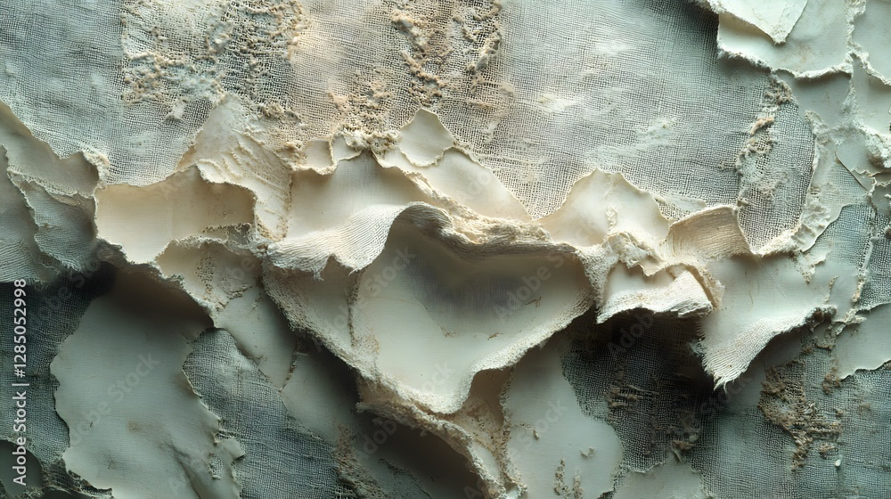 Poster close-up of a textured canvas showing signs of decay and erosion. the abstract image features shades