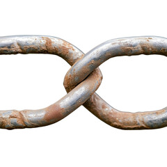 Obraz premium Rusty metal chain links with transparent background showcasing detailed texture