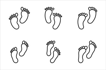 Footprint icon. Black bare feet footprints on white feet icon vector, flat design style stock vector illustration, on white background.