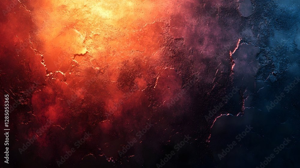 Poster abstract fiery texture with intense red and blue gradients. grunge wall background with dramatic lig