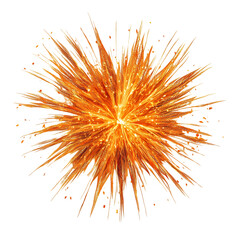 A Strong Orange Flame from a Firework Display Bursting Isolated on Transparent Background