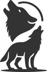 A wolf howling with a bear standing behind it animal vector silhouette