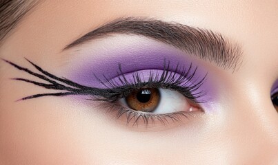 Fototapeta premium Eyelash makeup focus: close-up view, delicate application, defined lashes, beauty enhancement, precise styling, elegant look, eye detail, smooth finish, artistic touch, captivating gaze.