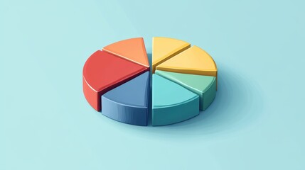 Fototapeta premium Portfolio diversification diagram flat design side view wealth management theme cartoon drawing triadic color scheme. 
