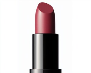 Fototapeta premium lipstick plum concept. Close-up of a lipstick bullet in a sleek black tube, showcasing a rich burgundy color and a smooth finish.