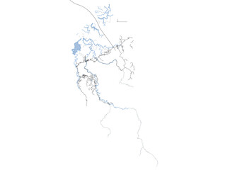 vector map of highways and buildings in temburong, brunei with black and white colors