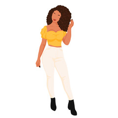 Black Woman Fashion Illustration – Stylish Modern Trendy Outfit