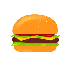 Illustration of a Delicious Burger – Tasty Fast Food Art