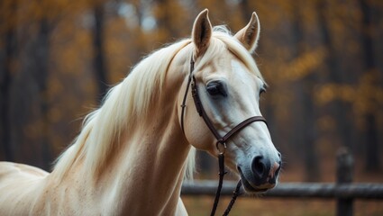 Fototapeta premium Palomino horse. Avelignese. The Haflinger, a horse breed originating from the South Tyrol area. Haflinger horse portrait.
