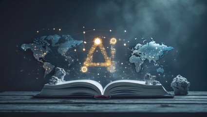 Naklejka premium Innovative AI education and modern business evolution, embracing technology advancements in the digital age, enhancing global business potential.