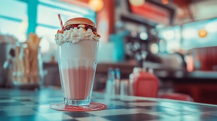 Modern American Diner with Classic Retro Decor and Cozy Dining Atmosphere