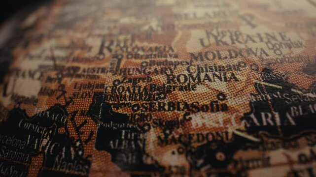 Map of Balkans, Serbia, Romania, Croatia on a map of Europe.
