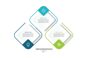 Vector infographic thin line design with marketing icons. Business concept with 3 options