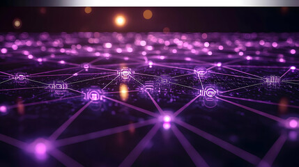 Obraz premium Abstract futuristic technology background with glowing nodes and lines