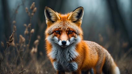 Obraz premium Fox Displaying in a Natural Setting