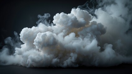 Fluffy white vapor or steam set against a dark background.