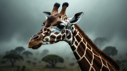 Obraz premium Somali giraffe (Giraffa camelopardalis reticulata), commonly referred to as the reticulated giraffe.